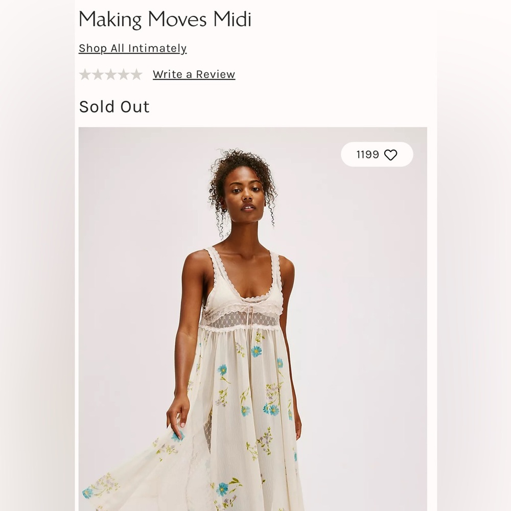 NWT FREE PEOPLE Making Moves Midi Dress Large Tea Combo Floral Lace Boho - Picture 11 of 11